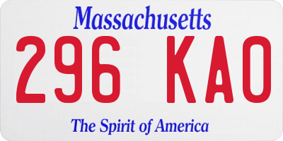 MA license plate 296KA0