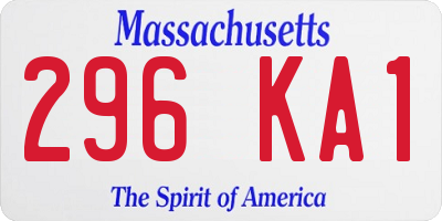 MA license plate 296KA1