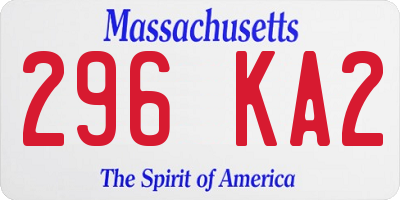 MA license plate 296KA2