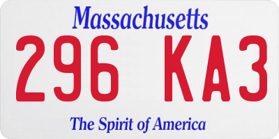 MA license plate 296KA3