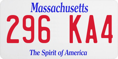MA license plate 296KA4
