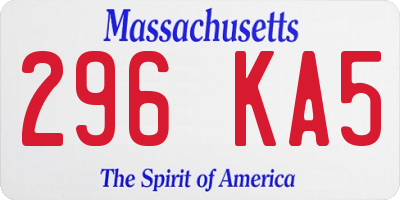 MA license plate 296KA5
