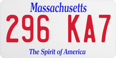 MA license plate 296KA7