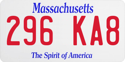 MA license plate 296KA8