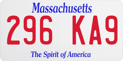 MA license plate 296KA9