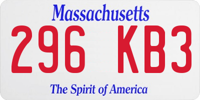 MA license plate 296KB3