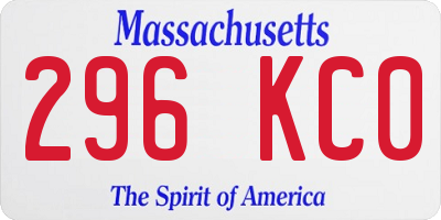 MA license plate 296KC0