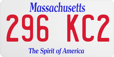 MA license plate 296KC2