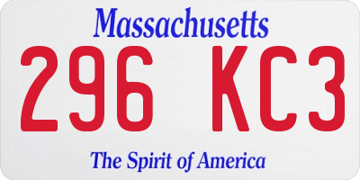 MA license plate 296KC3