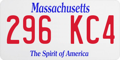 MA license plate 296KC4