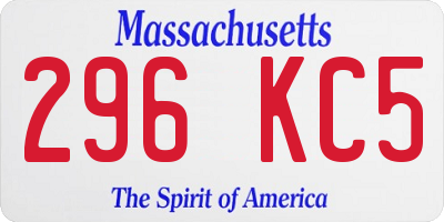 MA license plate 296KC5