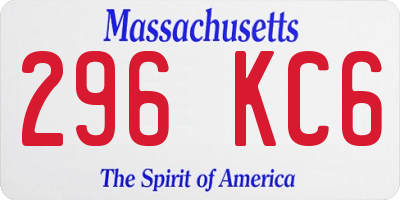 MA license plate 296KC6