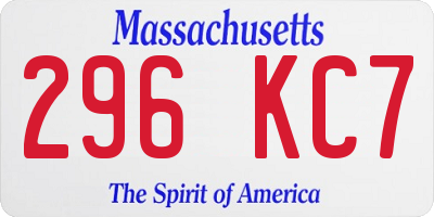 MA license plate 296KC7