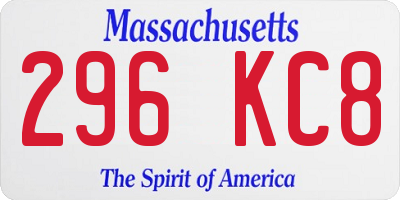 MA license plate 296KC8