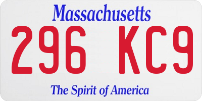 MA license plate 296KC9