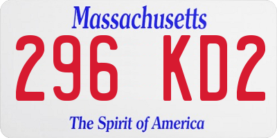 MA license plate 296KD2