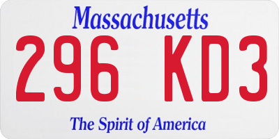 MA license plate 296KD3