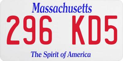 MA license plate 296KD5