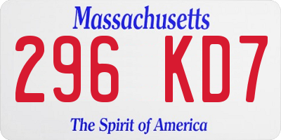 MA license plate 296KD7