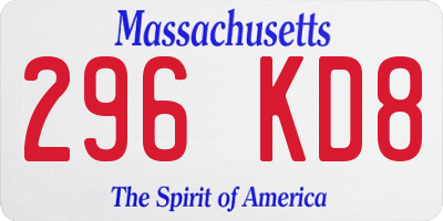 MA license plate 296KD8