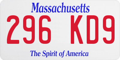 MA license plate 296KD9