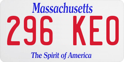 MA license plate 296KE0