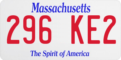 MA license plate 296KE2