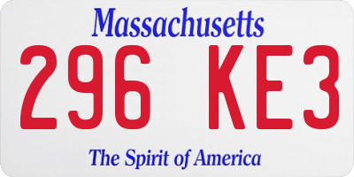 MA license plate 296KE3