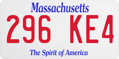 MA license plate 296KE4