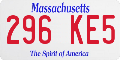 MA license plate 296KE5