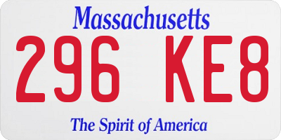 MA license plate 296KE8