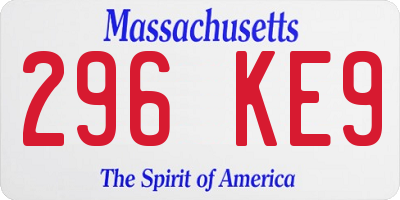 MA license plate 296KE9
