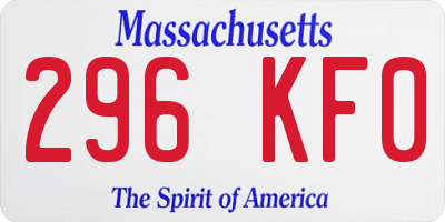 MA license plate 296KF0