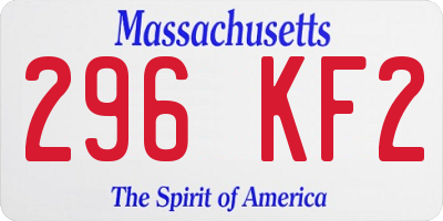 MA license plate 296KF2