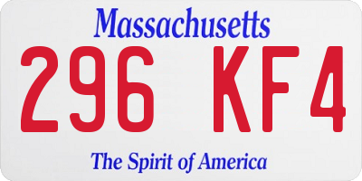 MA license plate 296KF4