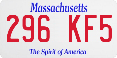 MA license plate 296KF5