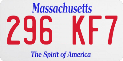 MA license plate 296KF7