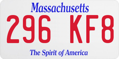 MA license plate 296KF8