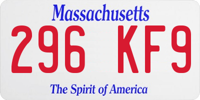 MA license plate 296KF9