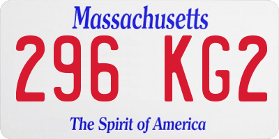 MA license plate 296KG2
