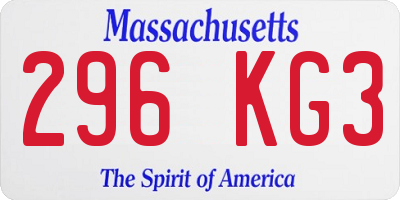 MA license plate 296KG3