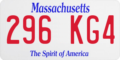 MA license plate 296KG4