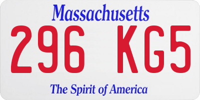 MA license plate 296KG5