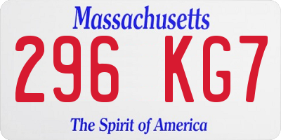 MA license plate 296KG7