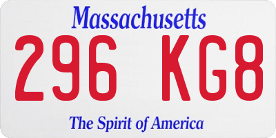 MA license plate 296KG8