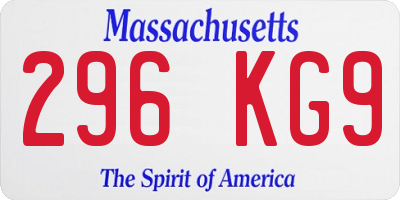 MA license plate 296KG9