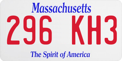 MA license plate 296KH3