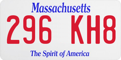 MA license plate 296KH8