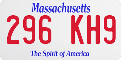MA license plate 296KH9