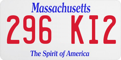 MA license plate 296KI2